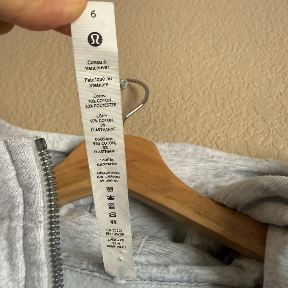 Lululemon Scuba Full-Zip Cropped Hoodie Heathered Core Ultra Light Grey Size 6